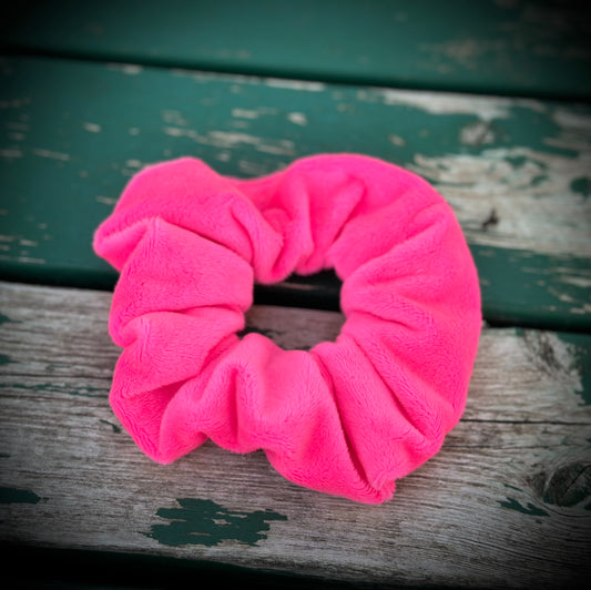 Hot Pink Plush Velvet Scrunchy