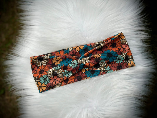 Jewel Tone Flowers Wraps & Scrunchies