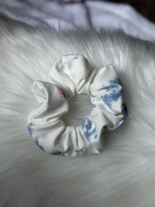 Blue & White Acid Wash Scrunchy