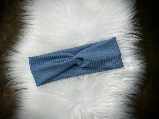 Denim Twisted Rib Wraps & Scrunchies