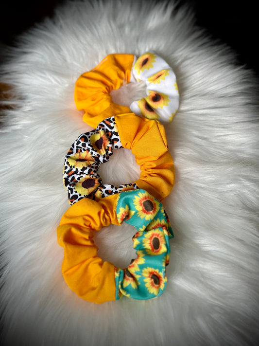 Sunflower Color Block Scrunchy