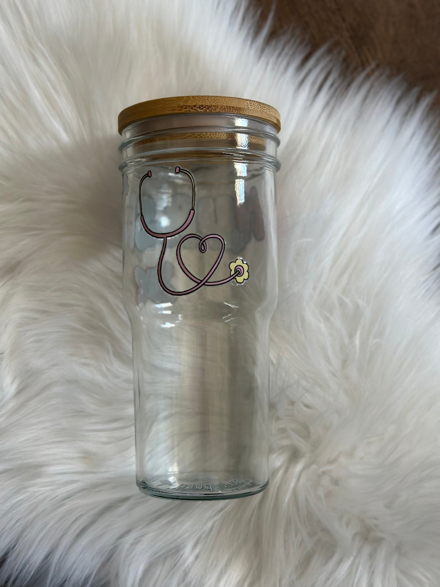 Nurse 24oz Glass Mason Tumbler