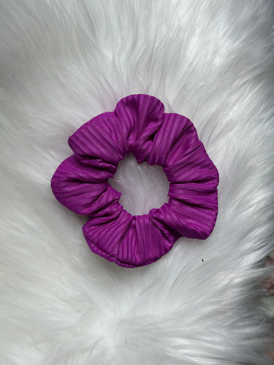 Purple Shimmer Rib Scrunchy