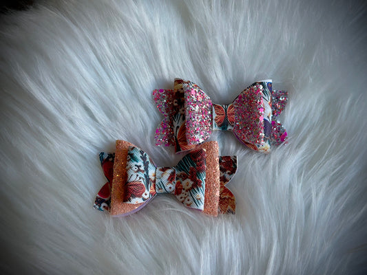 Butterfly Faux Embroidery Leather Bow