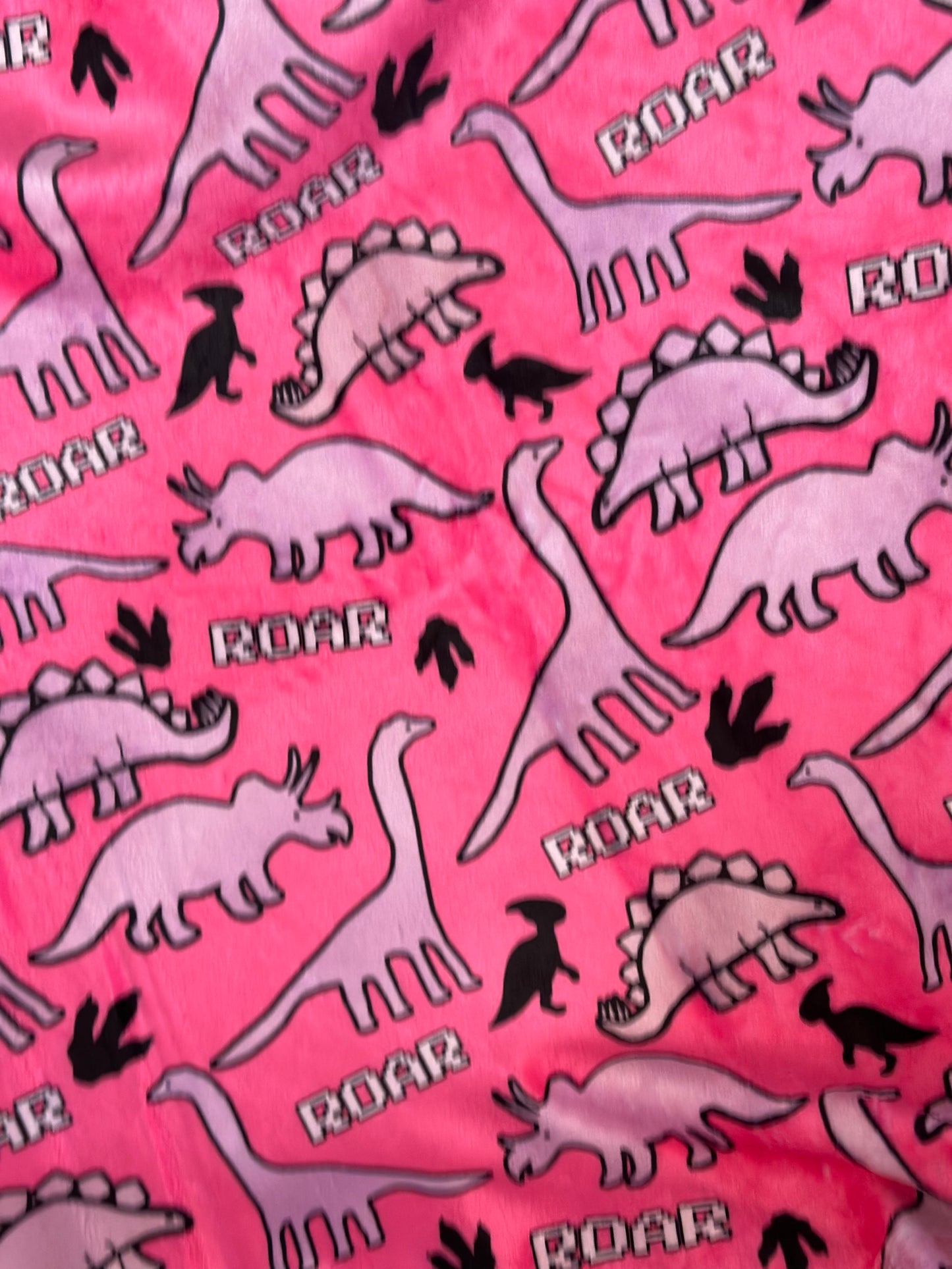 Dino-Snore Pink Minky Blanket