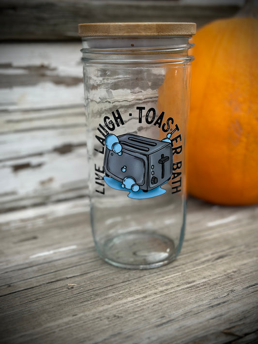Live Laugh Toaster Bath Glass Tumbler