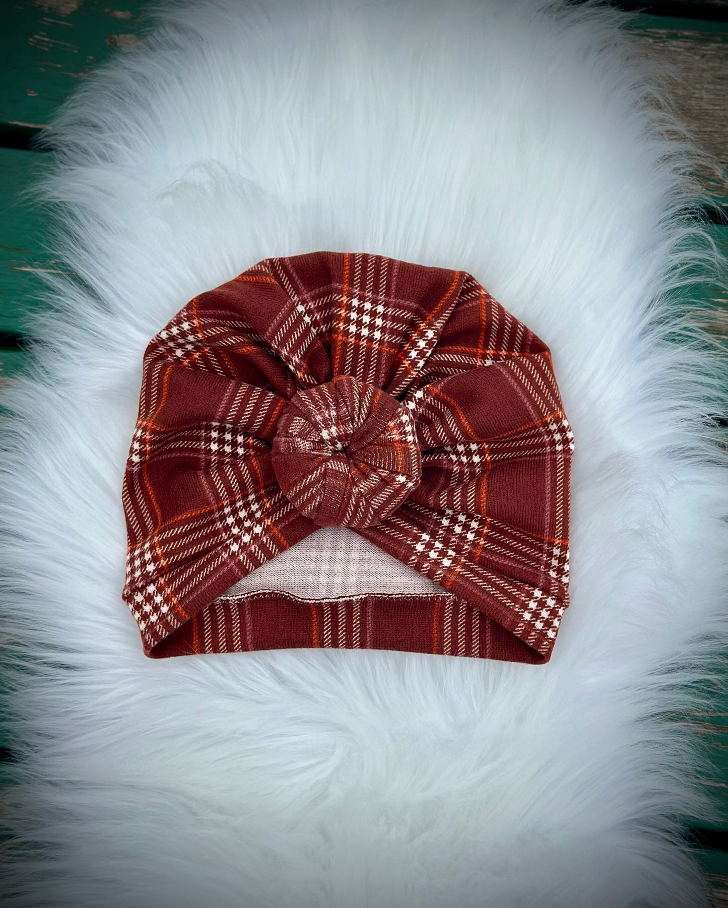 Cinnamon Plaid Turban