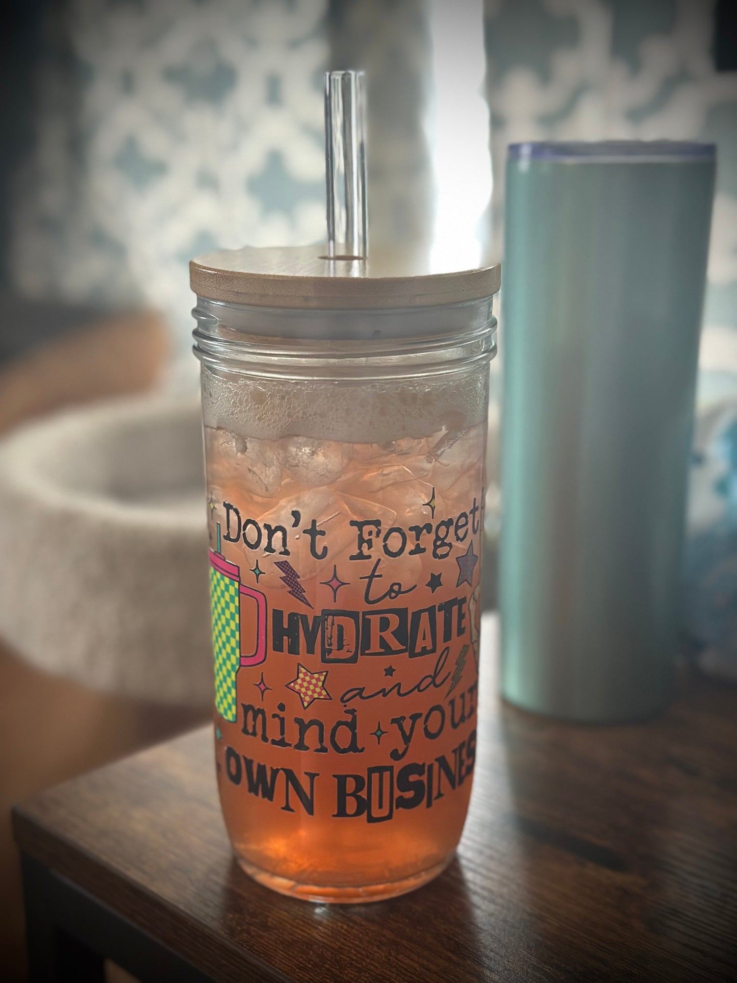 Hydrate & Mind Your Business Glass Tumbler