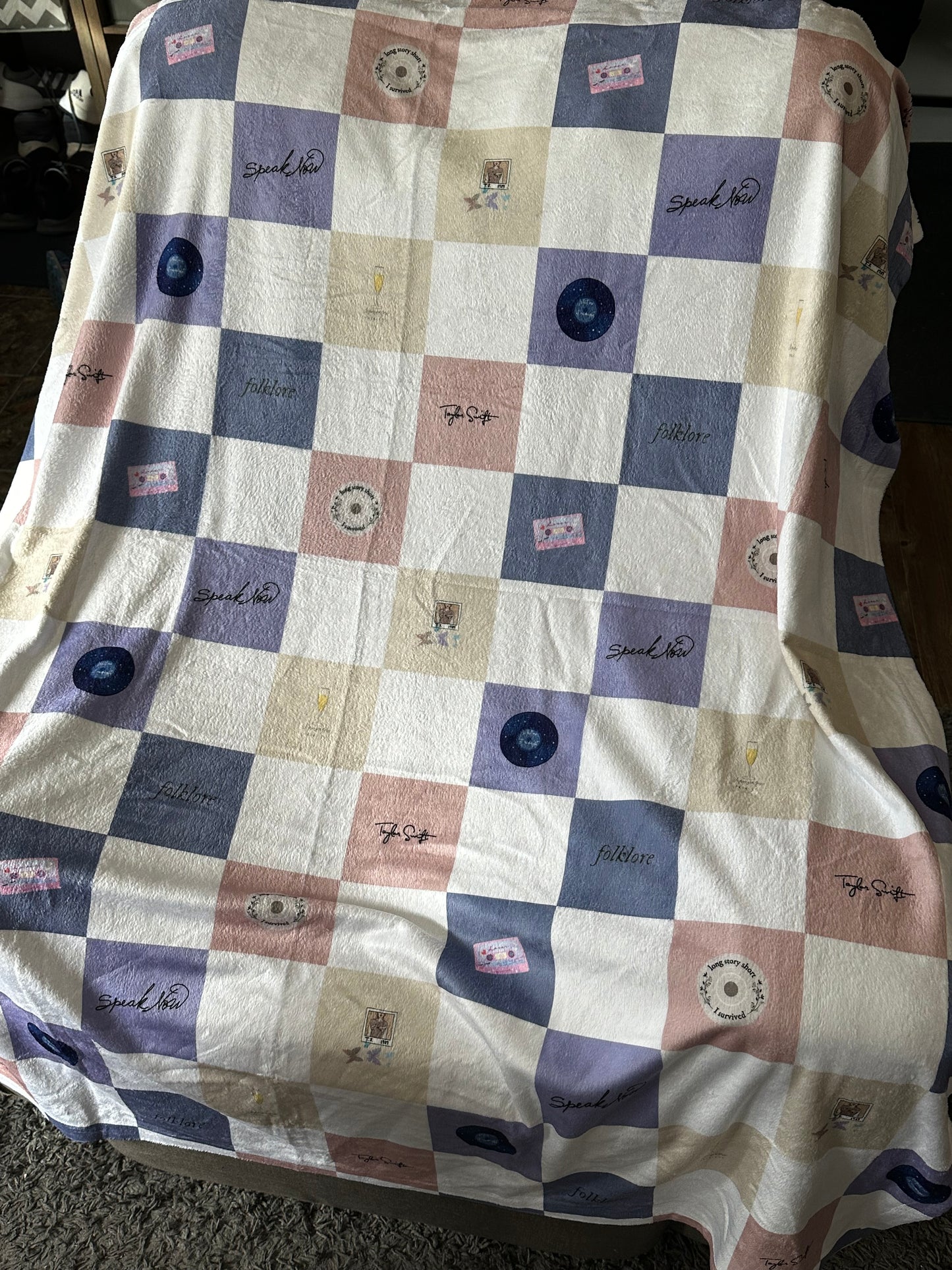 Swift Era Checkered Minky Blanket