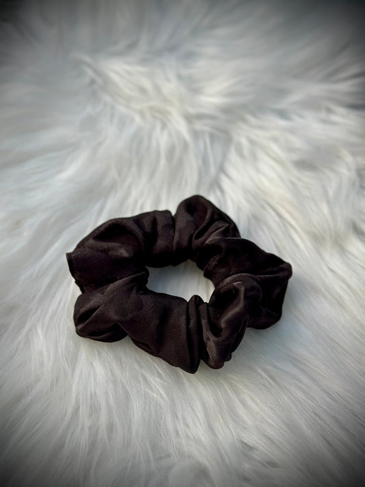 Black on Black Leopard Satin Scrunchy