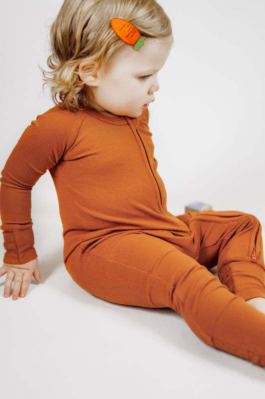 Rust (Orange) Ribbed Romper