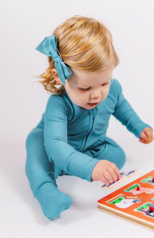 Pacific (Blue) Ribbed Romper