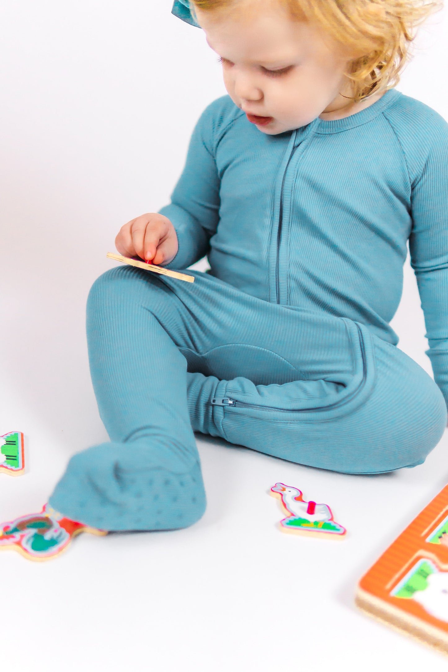 Pacific (Blue) Ribbed Romper