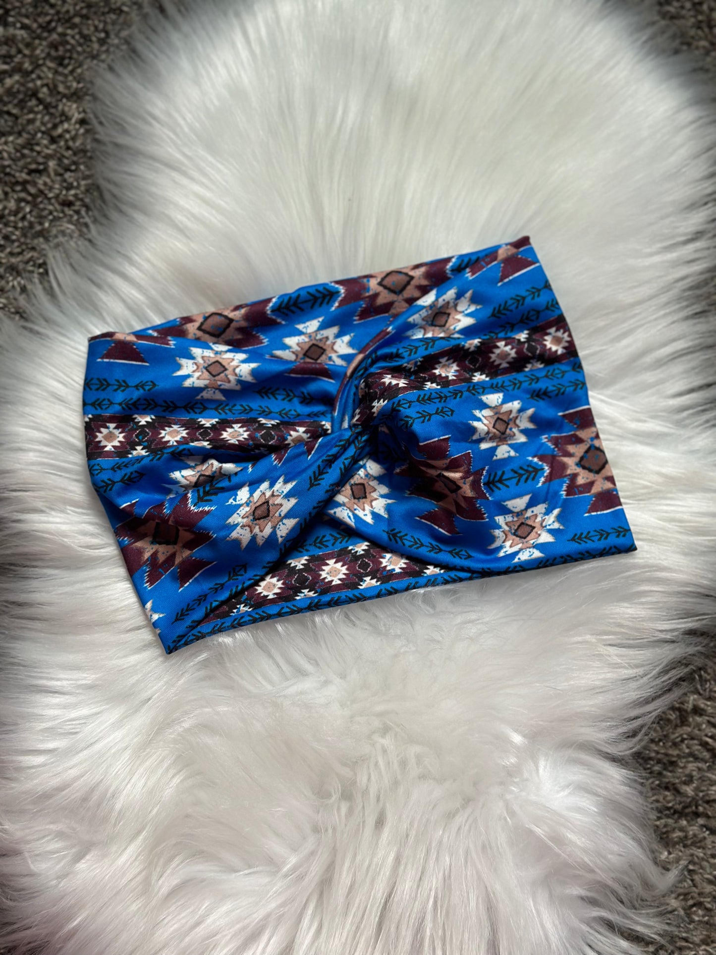 Blue Western Print XL Twist Wrap