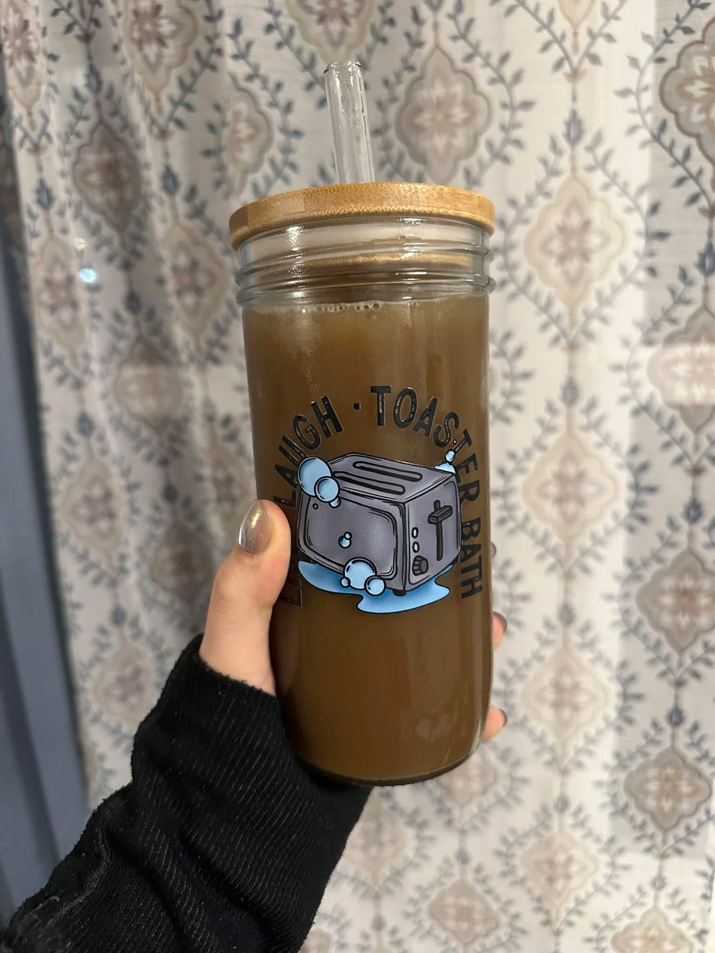 Live Laugh Toaster Bath Glass Tumbler