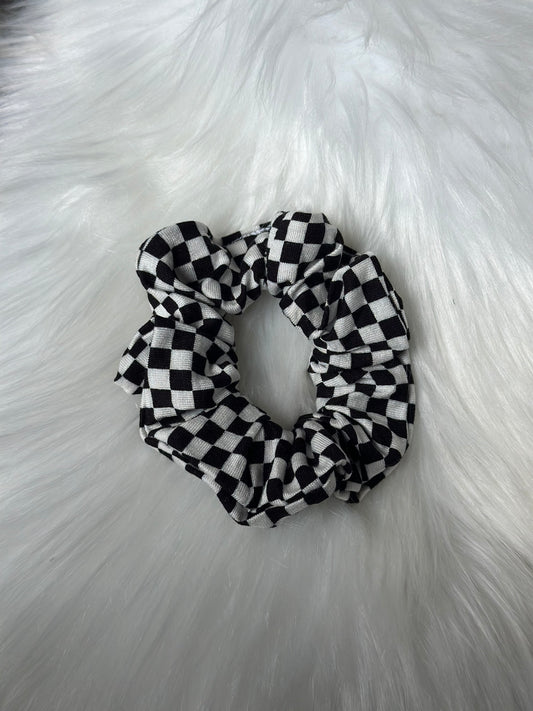 Black & White Tiny Checks Scrunchy