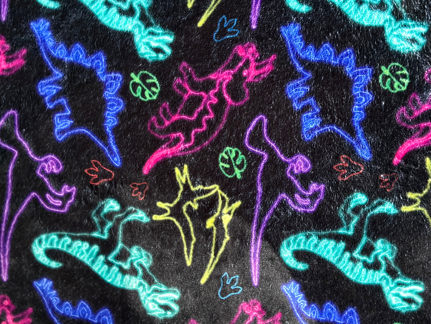 Neon Dinos Minky Blanket