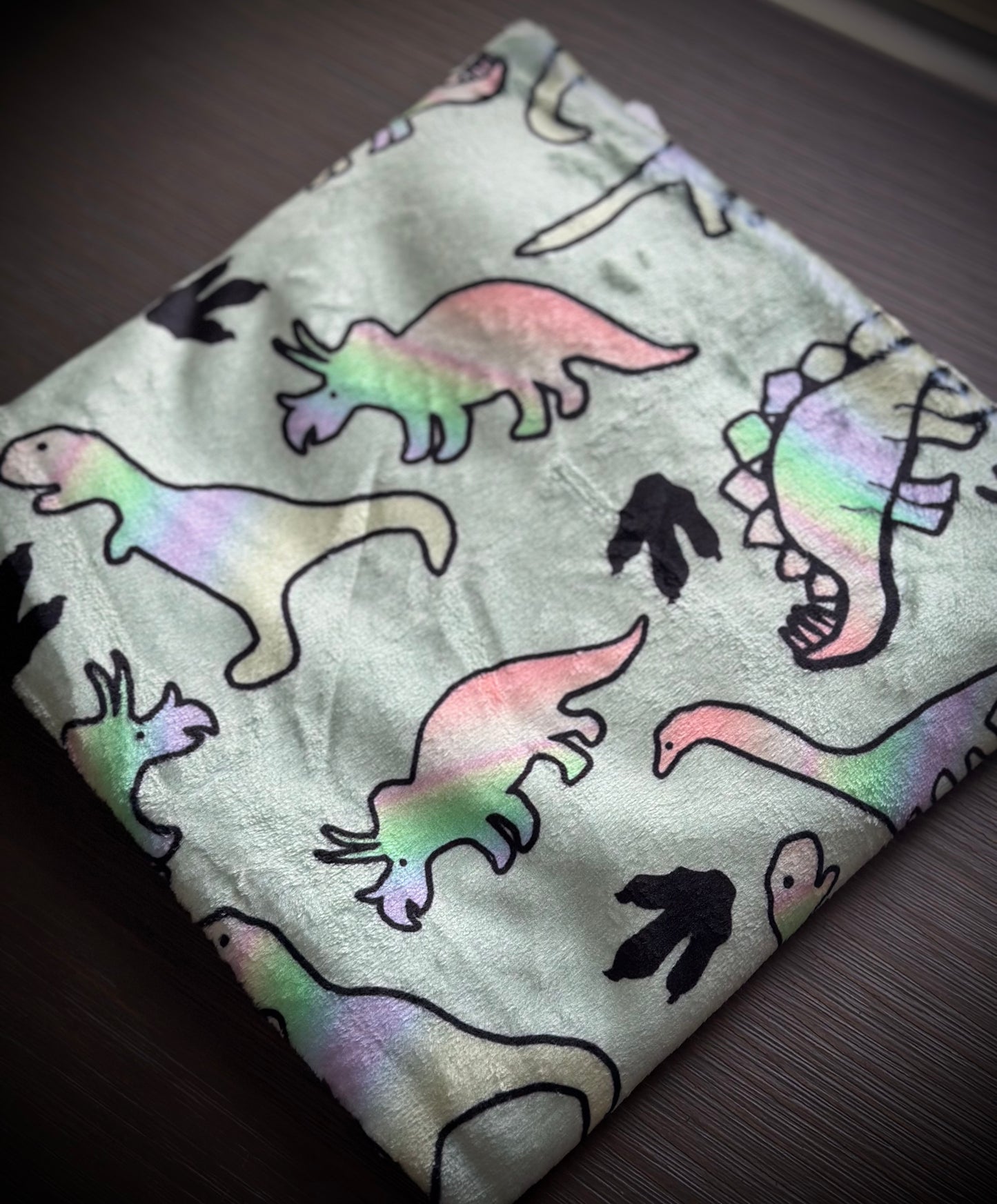 Dino-Snore Green Minky Blanket