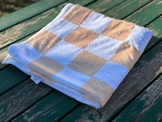 Sad Beige Mom Checks Minky Blanket