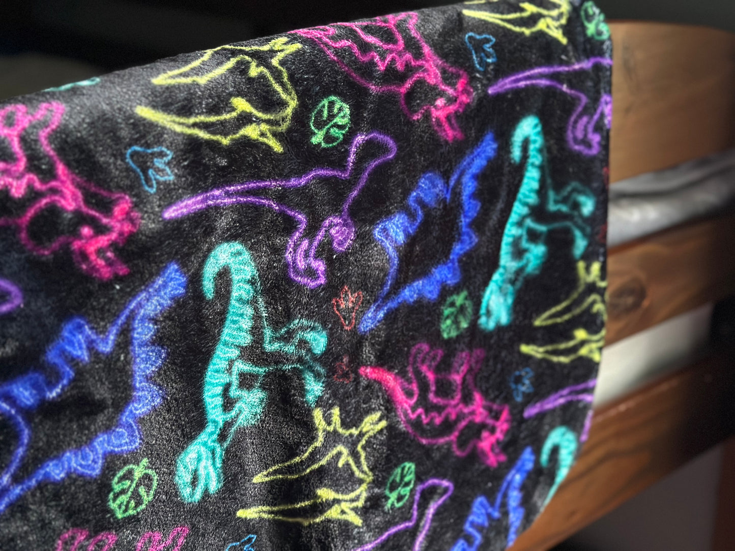 Neon Dinos Minky Blanket