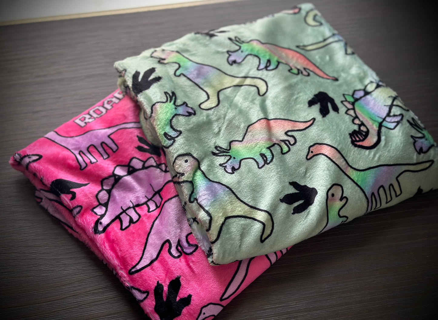 Dino-Snore Pink Minky Blanket