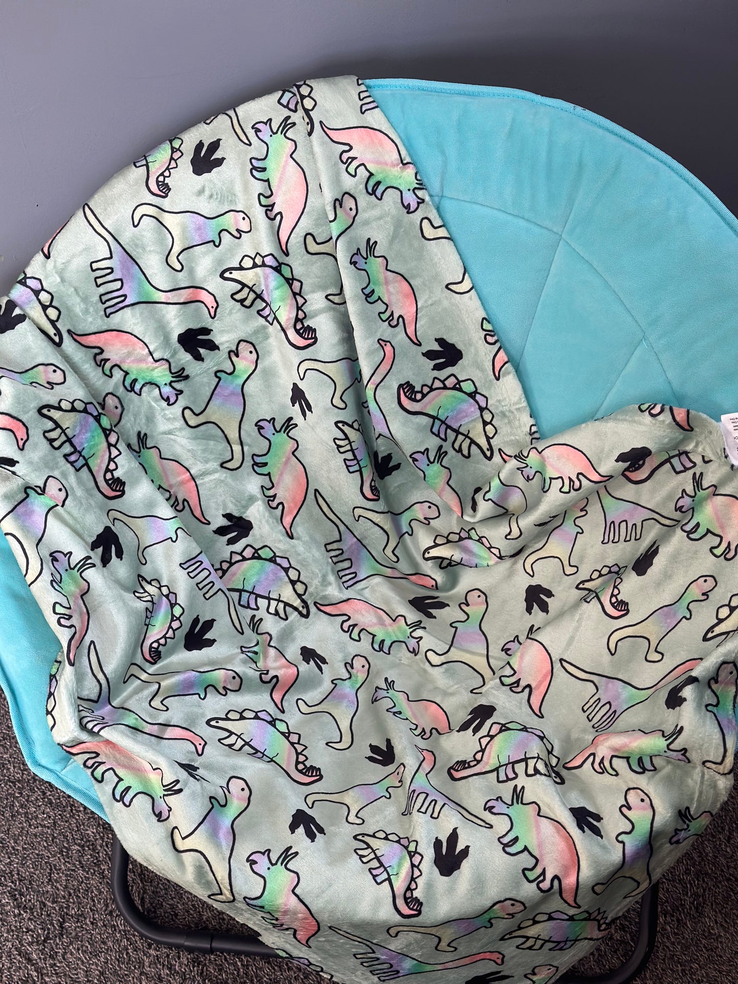 Dino-Snore Green Minky Blanket