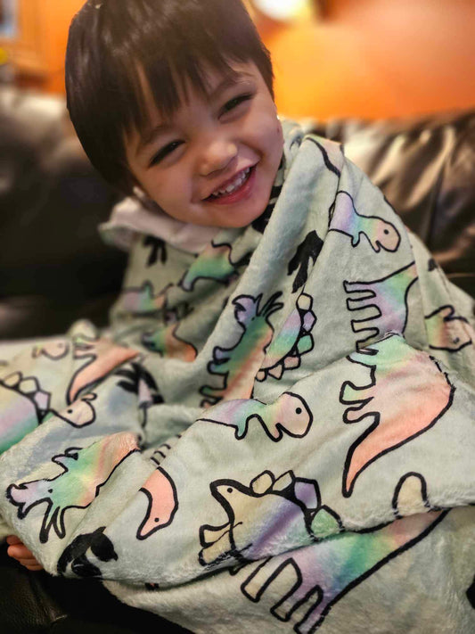 Dino-Snore Green Minky Blanket