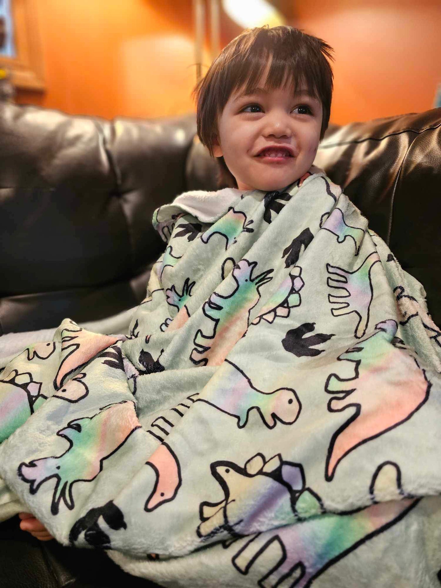 Dino-Snore Green Minky Blanket