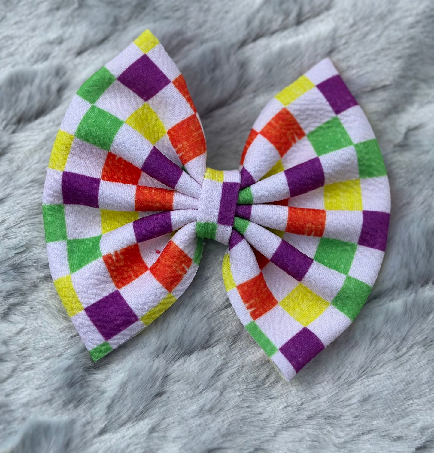 Distressed Neon Checks on White